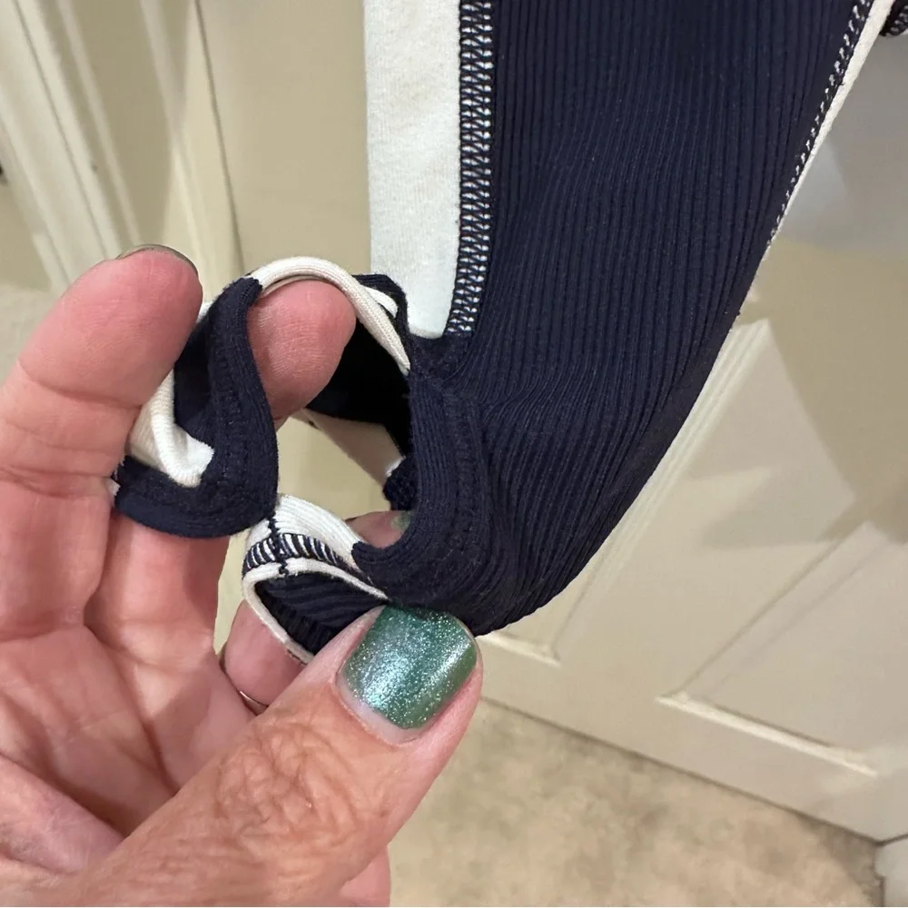 Lululemon Run: Switch Back Long Sleeve Wide Bold Stripe White Deep Indigo - Picture 3 of 7